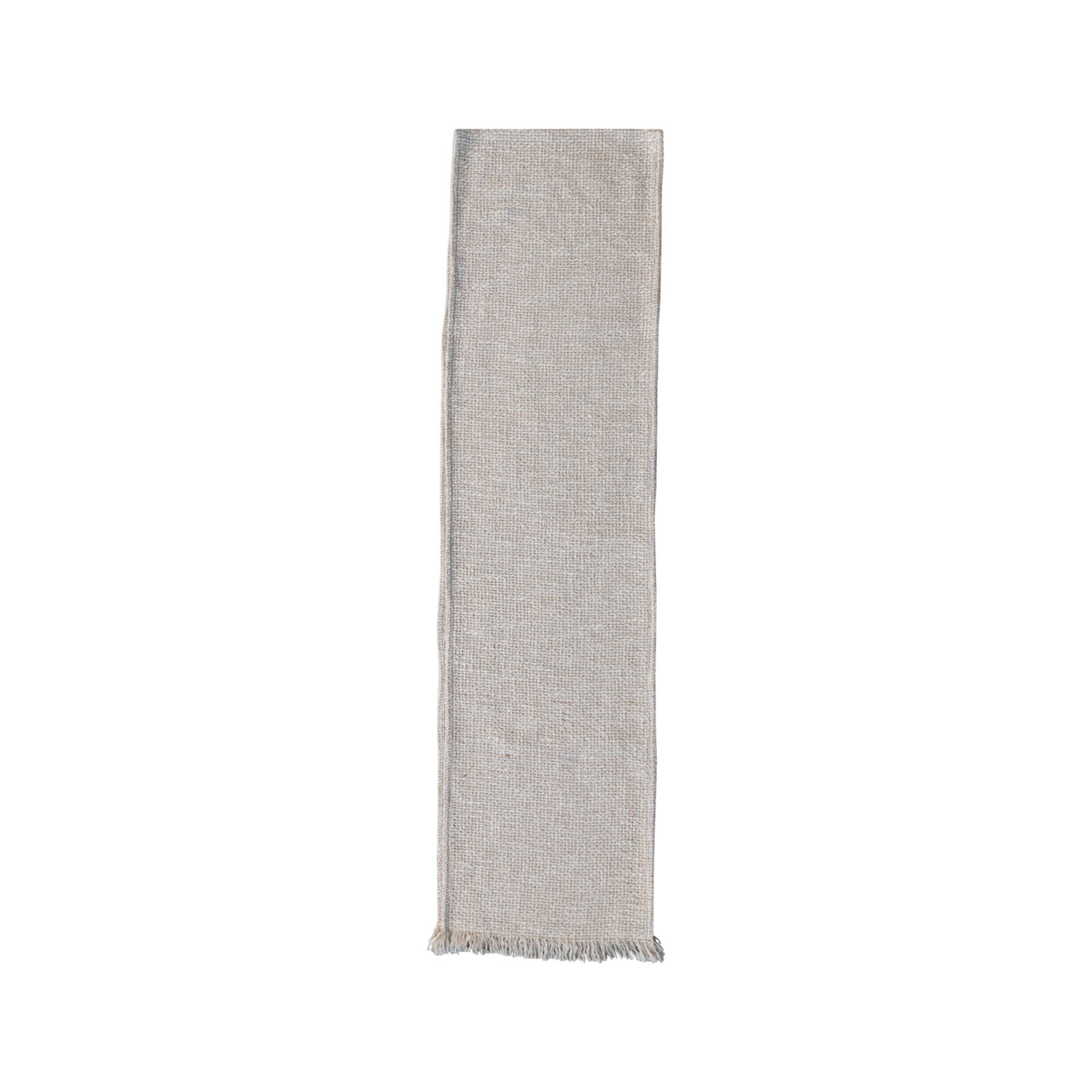 Hello Honey® 108" Natural Woven Cotton Table Runner with Metallic Gold Thread & Fringe
